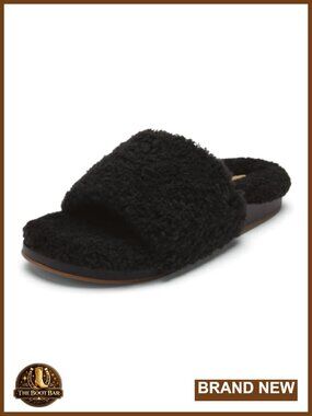 Genuine Shearling Slide Slippers with Arch and Heel Support